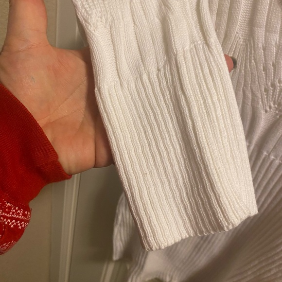 NWT Liz Claiborne AXCESS L Sweater Pullover Knit White V-neck Large Lg - Picture 4 of 7